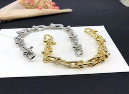 Luxury diamond link chain bracelet for woman girls gold silver letters T interlocking cubic zirconia fashion designer jewelry brac5759963