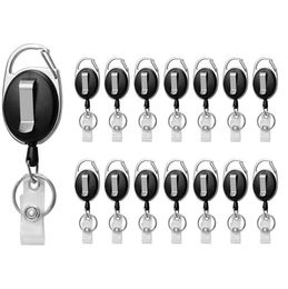 Keychains Retractable Badge Holder Black ID Card Holder With Carabiner Reel Clip Key Ring Pack Of 152734900