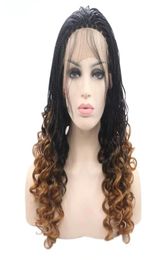 High quality ombre brown Hair short curly braids wig 16quot africa women style box braid wig full Synthetic Lace Front Wigs with9157214