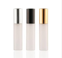 10 ML Perfume Bottles With Sprayer Frosted Glass Gold Silver Black Cosmetic Container Refillable Mist Spray Bottle 25 pcslot4768841