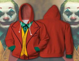 New Movie Joker Cosplay Hoodie Joaquin Phoenix Joker 3D Print Zipper Sweatshirt Fashion Casual Hoodies Men Women Streetwear Coat X1854710