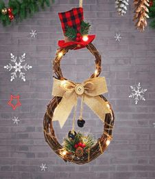 Christmas Decoration Snowman Led Garland Xams Ornament Supplies Bell LED Wreath for Home Outdoor Christmas Tree Decor Q08109153990