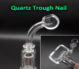 Quartz Trough Banger Nail With Female Male 10mm 14mm 18mm Clear Joint 45 90 Degrees Quartz Banger Nail For Oil Rigs Glass Bongs6161591