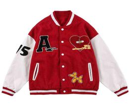 Broken Heart Embroidery Varsity Jacket Coat Men Women Patchwork Hip Hop Streetwear Harajuku Retro Baseball Bomber Fashion Jacket 21426056