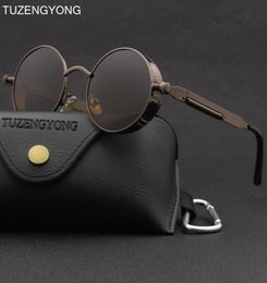Classic Gothic Steampunk Sunglasses Polarised Men Women Brand Designer Vintage Round Metal Frame Sun Glasses High Quality UV4004126296