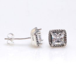 925 Sterling Silver Square Big CZ Diamond Earring Fit Jewellery Gold Rose Gold Plated Stud Earring Women Earrings9197594