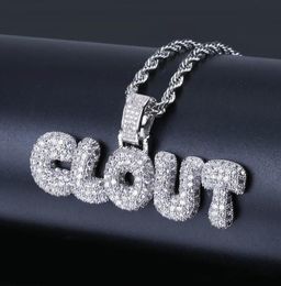 Custom Personalised English Name Necklaces Gold Silver Bubble Letters Iced out CZ alphabet Pendant chains For women men Hip hop Ep4244414
