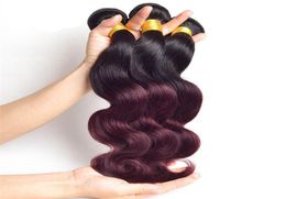 Burgundy Wine Red Ombre Human Hair Weaves 1B 99J Body Wave 3 Bundles Unprocessed Extensions 1024Inch1885727
