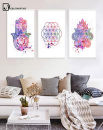 Hamsa Life of Flower Yoga Canvas Art Poster Abstract Decorative Print Wall Painting Decoration Picture Nordic Modern Room Decor8959038
