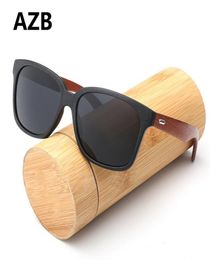 AZB Polarised Bamboo Sunglasses Men Wooden Sun Glasses Women Brand Designer Black Brown Wood Glasses masculino9903230