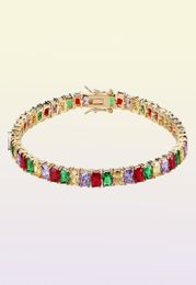 18K Gold Plated Hip Hop Multicolor CZ Zircon Tennis Chain Mens Bracelets Diamond Tennis Bracelet Luxury Designer Jewellery Gifts for6185875