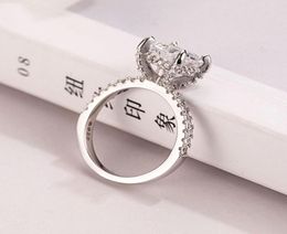100 925 Sterling Silver ring Luxury Cushion cut white Sapphire gemstone Wedding Engagement couple Rings For Women Jewelry2680208