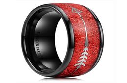 Fashion 8mm Tungsten Carbide Ring Inlay Red Blue Meteorite Arrow Pattern Mens Wedding Band Dome Edge2601307