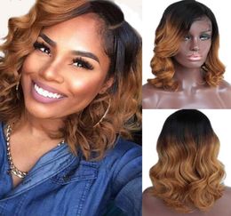 Short Bob Brazilian Virgin Human Hair Wigs Ombre Two Tone Blonde Colour Body Wave Lace Front Wig Full Lace Human Hair Glueless9728439