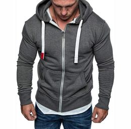 Men039s Hoodies Sweatshirts Mens Plus Size Tracksuit 2021 Autumn Winter Drawstring Pocket Hooded Sweatshirt Long Sleeve Zip S1712449