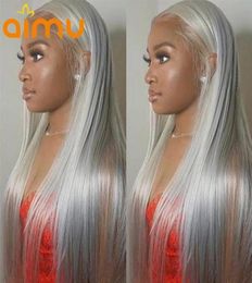 Brazilian 13x6 Lace Front Human Hair Wigs Straight Grey Lace Front Wig Hd Pre Plucked Silver Grey Long Remy Hair Wigs 1506926516