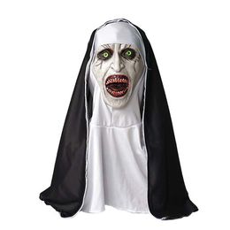 Decoração de Halloween Cobertura completa Cosplay Scary Latex Nun Horror Mask Hadr-005