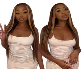Highlight Frontal Lace Wig 1828 Inch 13by4 Transparent Silky Straight Human Hair Double Knot Can Dye Hair Colour By XBLhair93098473330314