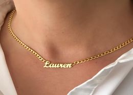 Cuban Chain Name Necklace Pendant Customised Jewellery Personalised Stainless Steel Nameplate Choker Necklaces For Women Men Gifts Y7515288