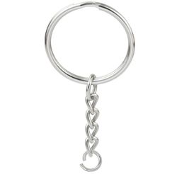 Keychains 100Pcs 1 Inch25Mm Metal Split Key Ring With Chain Silver Keychain Parts Open Jump And Connector Accessories1696325