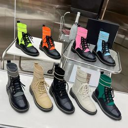 Socks Boots 100% Real leather Designer Ankle Boots Women's Platform Casual Lace Up Chunky Trendy Fashion Ankle Boots Luxury Boots Solid Colour Knit Plain Toe size 35-42
