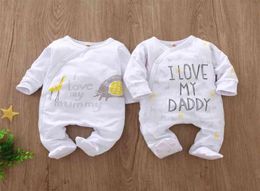 Newborn Baby Boy Girl Romper Long Sleeve Cotton Letter I Love Daddy Mummy Animal Print Jumpsuit Infant Pyjama Outfits 2109116150530