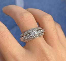 Jewelry Full Tiny 5A Cubic Zirconia White Women Wedding Engagement Band Ring Gift Size 5113426431