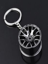 Keychains Auto Turbo Hub Keychain Wheel Rim Car Keyring Luxury Zinc Alloy Key Fob Tyre Styling Chain For6906764