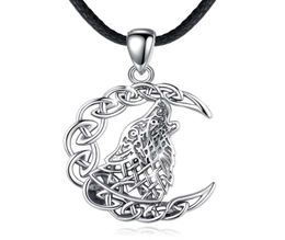 Merryshine 925 Sterling Sier Männer Celtic Viking Juwely Moon Wolf Halskette Anhänger7025770