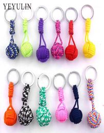 New Design Paracord Keychain Lanyard Fist Knot High Strength Parachute Cord Emergency Survival Tool Key Ring13252202
