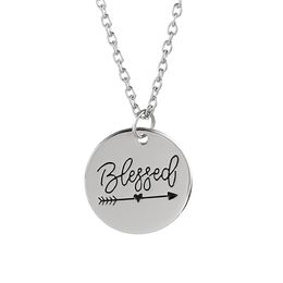 12pcs lot new arrival BLESSED necklace Inspirational Motivational Engraved Charms Necklace pendant necklace for friend Jewellery gift 251F