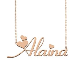 Alaina Custom Name Necklace Personalised Pendant for Men Boys Birthday Gift Friends Jewellery 18k Gold Plated Stainless Steel2557454