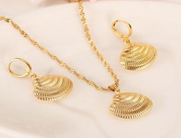 Africa 14K Yellow Fine Solid Gold GF cute shell Necklace earrings Trendy women Men Jewellery Charm Pendant Chain Animal Lucky Jewelr8909627