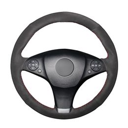 DIY Black Suede Leather Car Steering Wheel Cover for Mercedes Benz C180 C200 C350 C300 CLS 280 300 350 500 GLK Accessories Mtcld