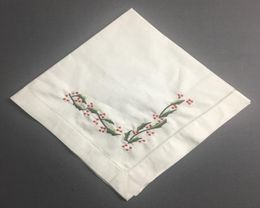 Set of 12 Home Textiles Table Napkins Linen Dinner Napkins with Hemstitched Embroidered Floral For Wedding decoration 18x1820x23662566