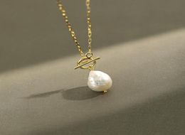 Peri039sbox Baroque Natural Freshwater Pearl Necklaces Toggle Clasp Chain Necklaces for Women French 925 Sterling Silver Neckla3822863