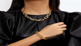 Punk Exaggerated Chains Necklace Bracelet Set Jewellery Women Men Vintage Cuban Chain Link Bangle 2021 New Accessories Gifts5918014