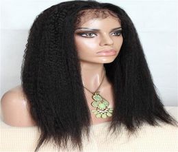 Haare auf Stock hochqualität100 Dichte Brasilianisches Haar Italienisch Yaki Silk Top Glueless Full Lace Wig3316479