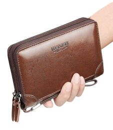Wallets Long Wallet Men Double Zipper Coin Pocket Purse Casual Business Card Holder Vintage Large Male Clutch BagWallets6274822