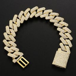 Diamond Miami Prong Cuban Link Chain Bracelets 14k White Gold Iced Icy Cubic Zirconia Jewelry 8inch 9inch Cuban Bracelet dff35243725330