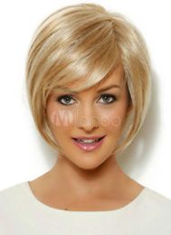 Fashion Blonde Gold Synthetic Straight Wigs Attractive Women039s Short Hair Wig for women wig deliver5738027