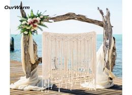 OurWarm DIY Boho Rustic Wedding Macrame Curtains Wall Po Backdrop Handmade Cotton Summer Wedding Engagement Party Decoration 202102671764