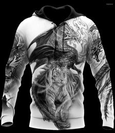 Men039s Hoodies Dragon And Tiger Tattoos 3D Printed Unisex Deluxe Hoodie Men Sweatshirt Streetwear Zip Pullover Casual Jacket T6563286
