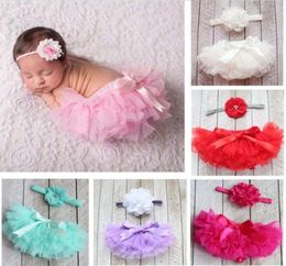 Mix 10 Colours Baby Girls Mesh TUTU Bloomers Sets fabric flowers Headbands Kids Infant PP pants Underwear Children Clothing9302246