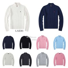 2024 New Mens Polo Designer Sweater Shirts Thick Half Zipper High Neck Warm Pullover Slim Knit Knitting Jumpers Small Horse Brand Cotton Sweatshirt Fleece 7B