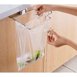 New Kitchen Organizer Trash Rack Cabinet Door Garbage Bags Holder Stainless Steel Closet Garbage Storage Holder Bathroom Shelf