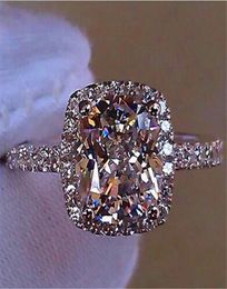 Luxury Female Girl Big Crystal CZ Stone Ring 925 Silver White Blue Purple Green Wedding Rings Promise Engagement Ring2020040