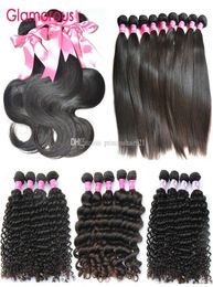 Glamorous 10Pcslot Human Hair Weaves Whole 834 Inch Brazilian Hair Bundles Most Popular Straight Body Wave Curly Human Hair 3198254