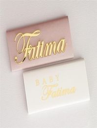12x Personalised Acrylic Gold Mirror Laser Cut Names Baby Name Tags Place Cards Wedding Table Decor Favour Chocolate Baptism Box Y25767175