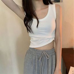 French Style Sweet And Spicy White Camisole Vest For Women's Inner Wear, Summer Spicy Girl Pure Desire Sleeveless Long Sleeved T-Shirt Top For Outer Wear